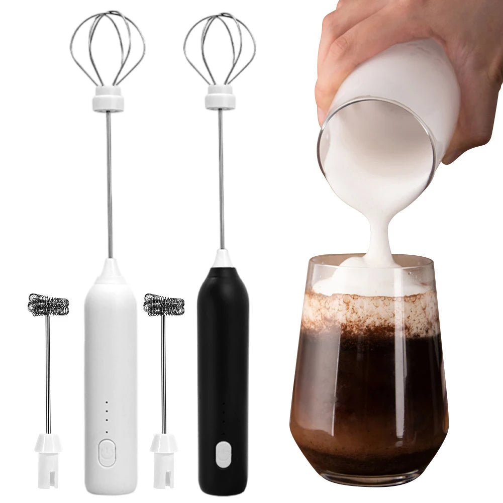 Electric Milk Frother USB Charging Portable Milk Frother 3 Gears Handheld Foam Maker Coffee Whisk Mixer for Kitchen Cooking