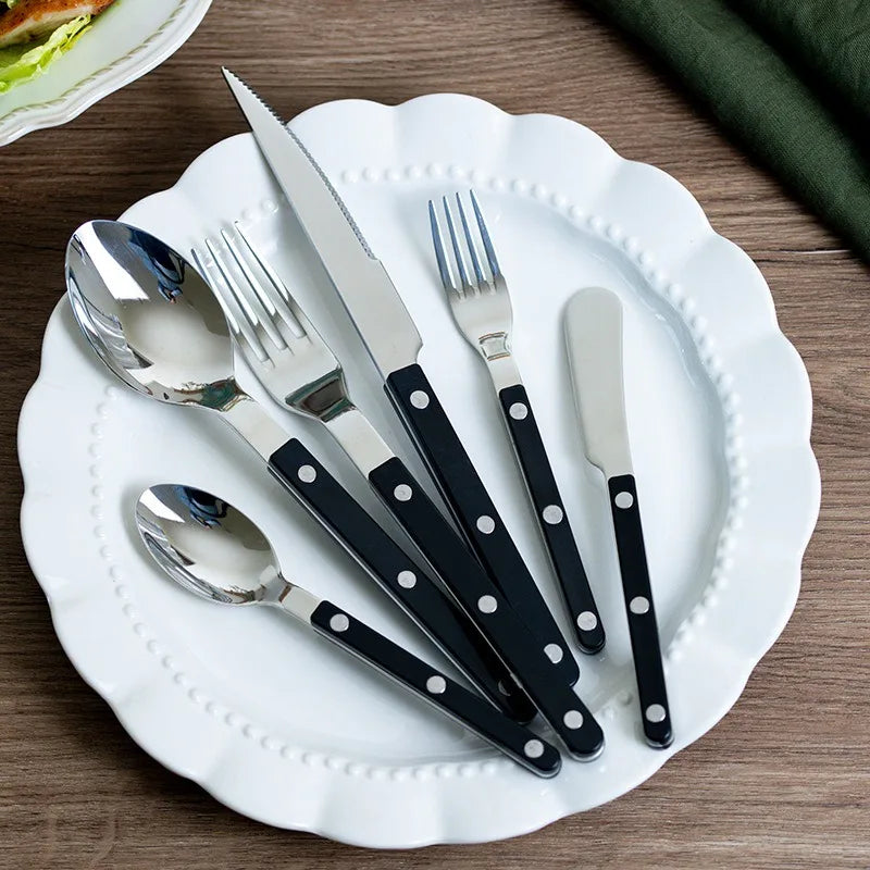 Fashion New Colorful Handle 304 Cutlery Set 18/10 Stainless Steel Creativity Gift Flatware Knife Fork Spoon Drop Ship