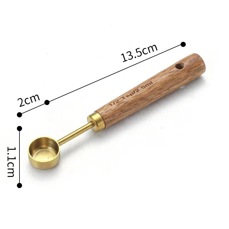 Wooden Handle Measuring Cups Spoons Stainless Steel Food Coffee Flour Scoop Kitchen Scale Baking Cooking Gadget Kitchen Tools