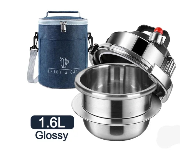 Universal Mini Stainless Steel Pressure Cooker Gas Induction Cooker Multifunctional Household Stew Pan Soup Pot Rice1.2L, 1.6L