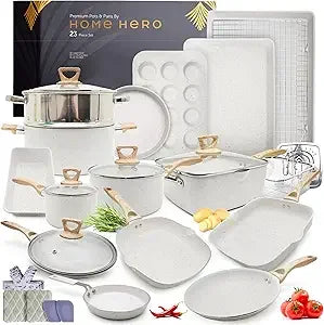 Home Hero Pots and Pans Set Non Stick - Induction Compatible Kitchen Cookware Sets + Bakeware Sets - Non Stick, PFOA Free