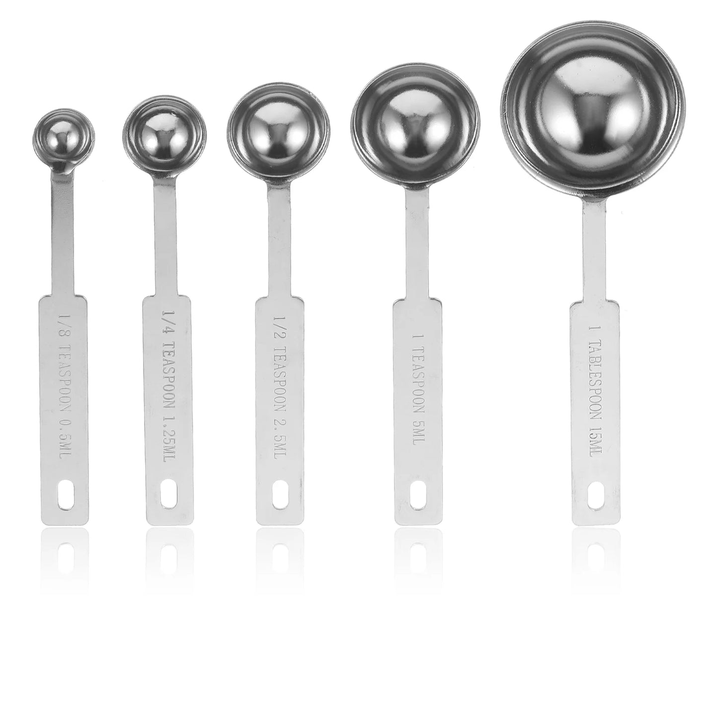 5 Pcs Graduated Measuring Spoon Teaspoons Cup 1/8 Scoop Coffee Table Tablespoon Metal Cups Stainless Steel Tablespoons Small