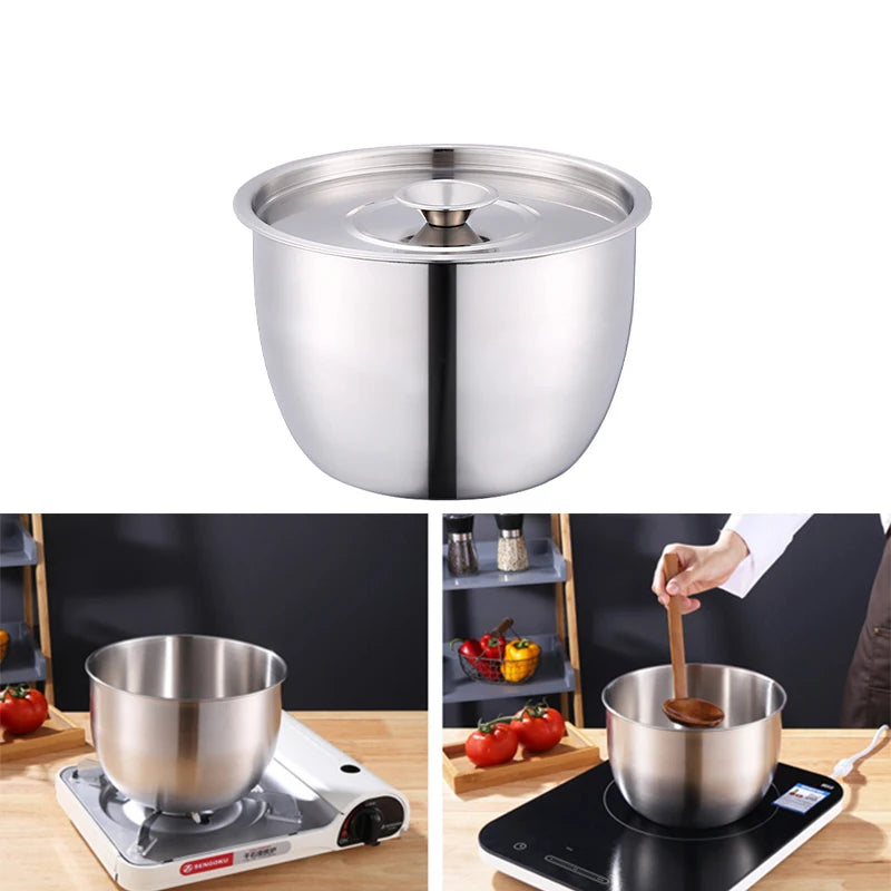 Kitchen Stainless Steel Egg Beater Basin Fruit Salad Stirring Seasoning Bowl With Lid Food Storage Container Home Cooking Tools