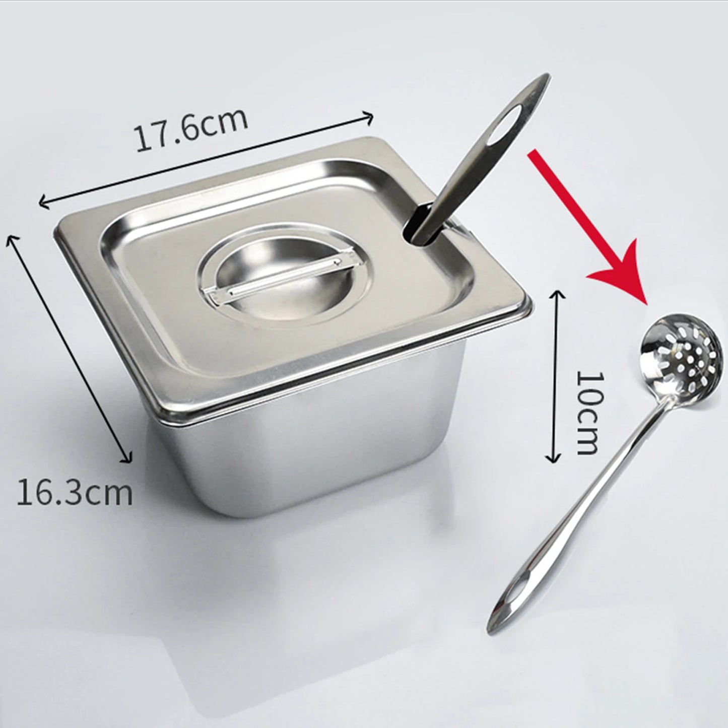 Stainless Steel Food Pan with Lids and Spoon Rectangular Square Deep Pan Milk Tea Shop Jam Box Supplies for Hotel Restaurant