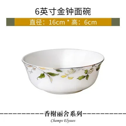 Elegant Bone China Dinnerware Set with Korean Creative Bowl and Plate Spoon for Wedding Gift