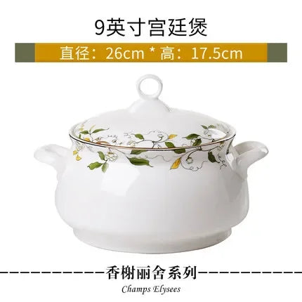 Elegant Bone China Dinnerware Set with Korean Creative Bowl and Plate Spoon for Wedding Gift