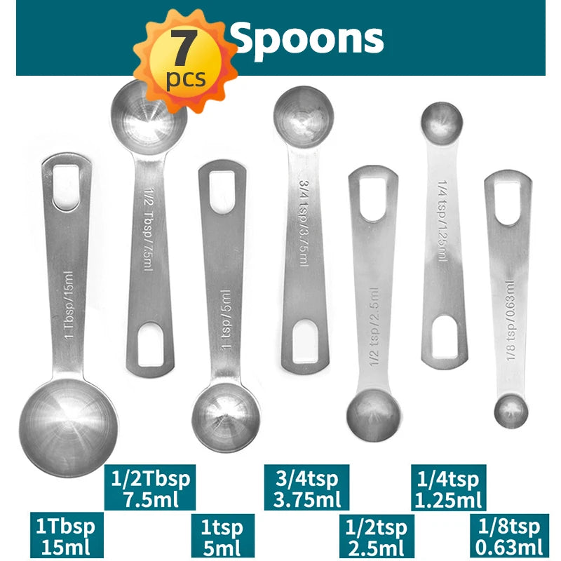 Measuring Cups & Spoons Set - Premium Stainless Steel Measuring Cups and Measuring Spoons for Dry and Liquid Ingredient