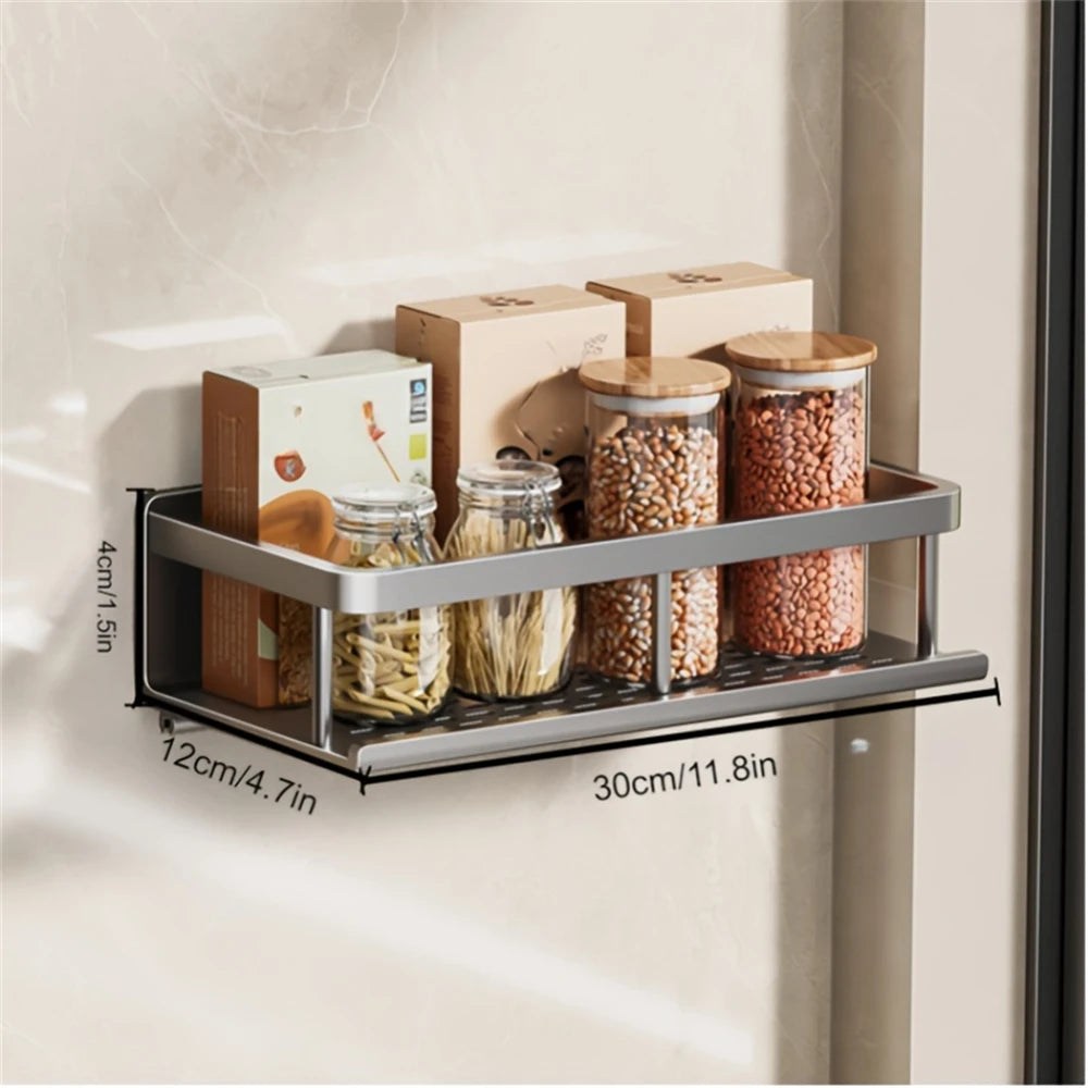 1 Multi-Functional Storage Rack With Rod Seasoning Rack Wall-Mounted Seasoning Storage Rack For Cooking Items