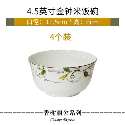 Elegant Bone China Dinnerware Set with Korean Creative Bowl and Plate Spoon for Wedding Gift