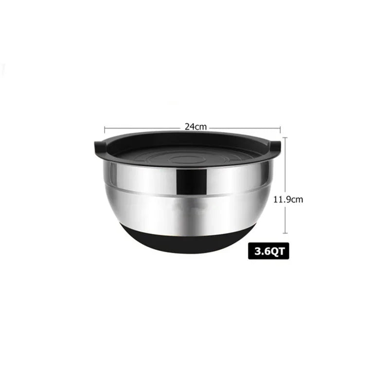 LMETJMA Mixing Bowls with Lids and Non Slip Bases Stainless Steel Mixing Bowls Set for Baking Nesting Storage Bowls JT227