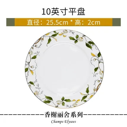 Elegant Bone China Dinnerware Set with Korean Creative Bowl and Plate Spoon for Wedding Gift