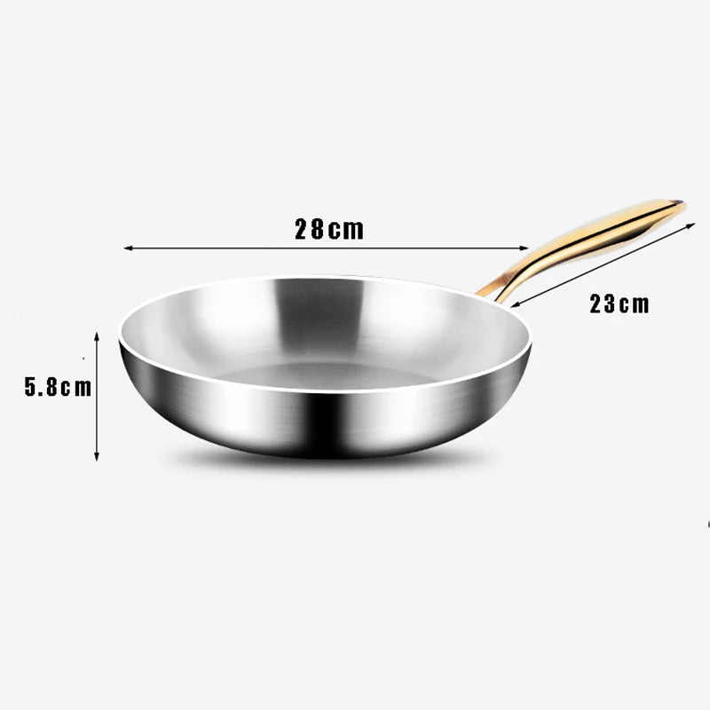 316 Stainless Steel Frying Pan Wok Pan Nonstick Cooking Fried Steak Gas Stove Pot Induction General Saucepan Kitchen Cookware