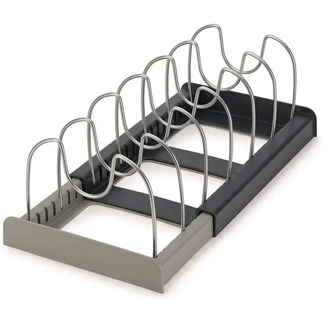 Expandable Stainless Steel Storage Rack Kitchen Cabinet Holder for Pan Pot Lid Cutting Board Drying Cookware Dish Rack Organizer