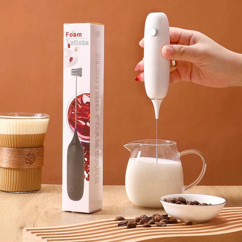 Handheld Egg Beater Battery Powered Cappuccino Frother Mixer Mini Electric Milk Foamer Blender Wireless Coffee Whisk Mixer