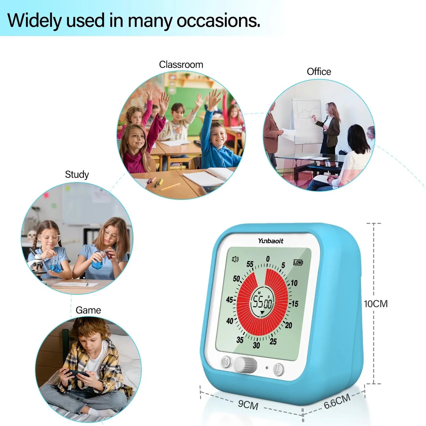 VT09 Digital 60-Minute Visual Timer with 3.5-Inch Colored Screen Countdown Timer for Kids Or Adults