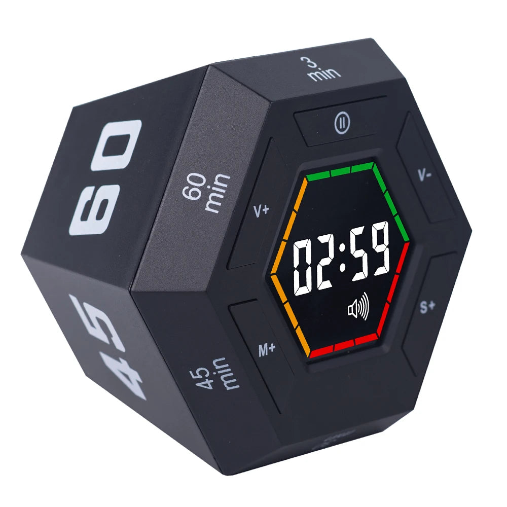 Hexagon Visual Flip Timer for kids  Digital Study Pomodoro Cooking Timers Silent timing Magnetic Smart Productivity Kitchen Time