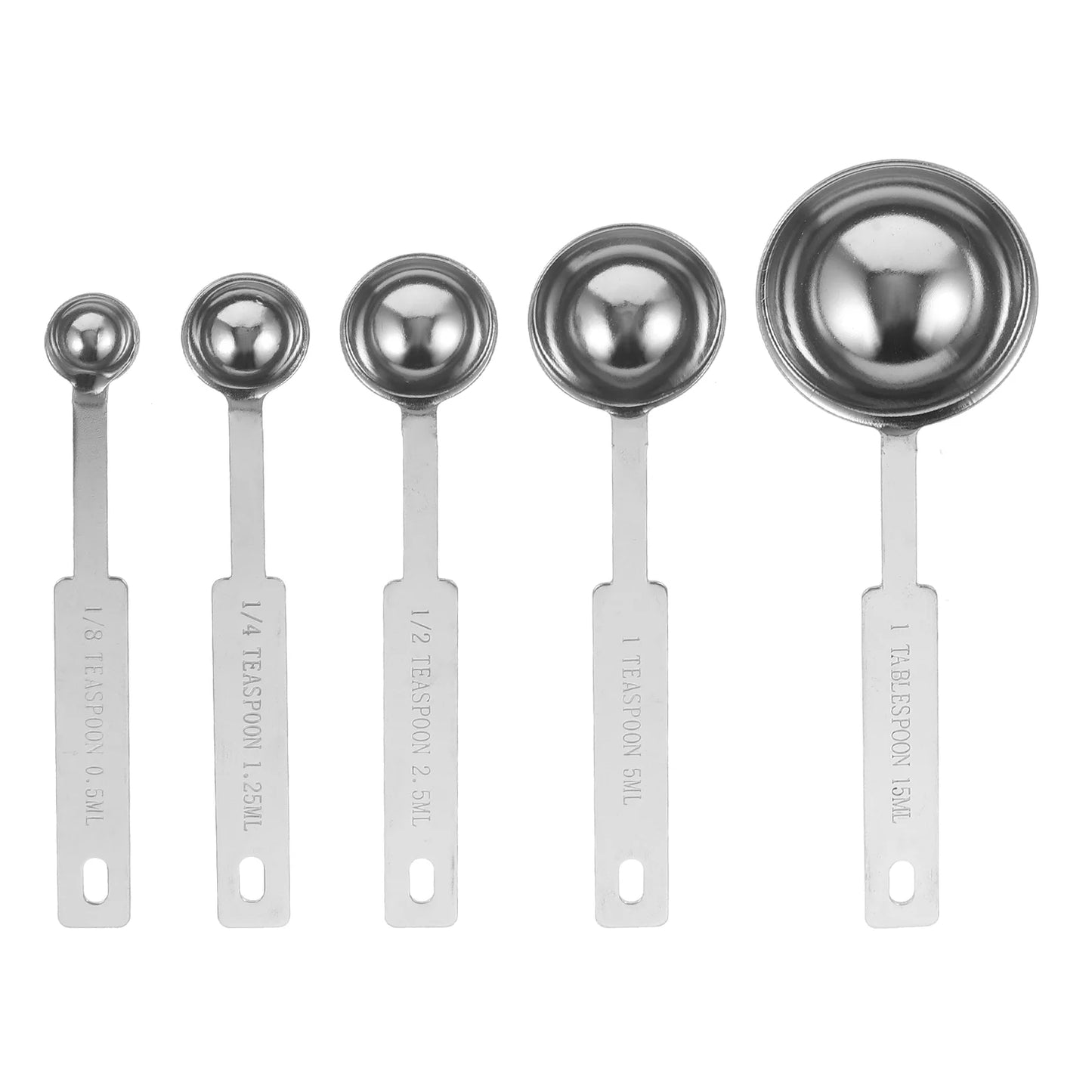 5 Pcs Graduated Measuring Spoon Teaspoons Cup 1/8 Scoop Coffee Table Tablespoon Metal Cups Stainless Steel Tablespoons Small