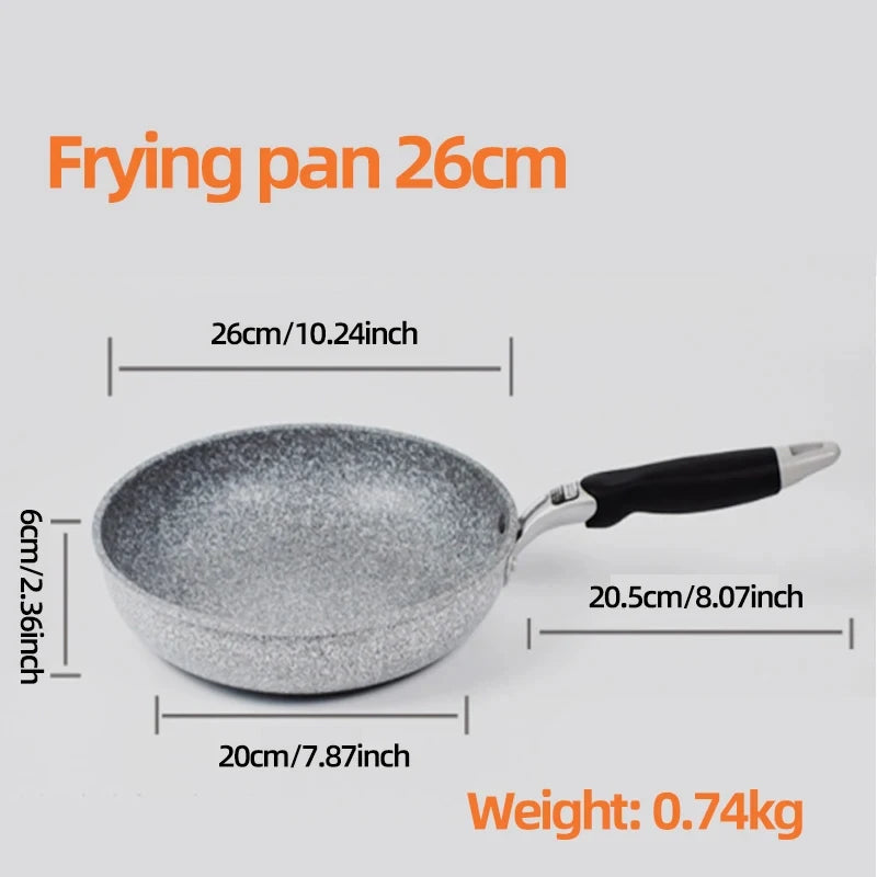 Durable Stone Frying Pan28/26/24/20cm Wok Non-stick Pan Skillet Cauldron Induction Cooker Pans Pancake Egg Gas Stove Home