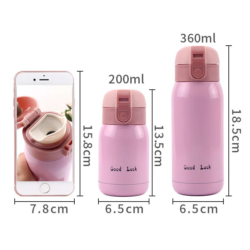 200ml/360ml Cute Candy Mini Thermos Cup Kids Cartoon Hot Water Bottle Stainless Steel Thermal Coffee Mug Vacuum flask insulated