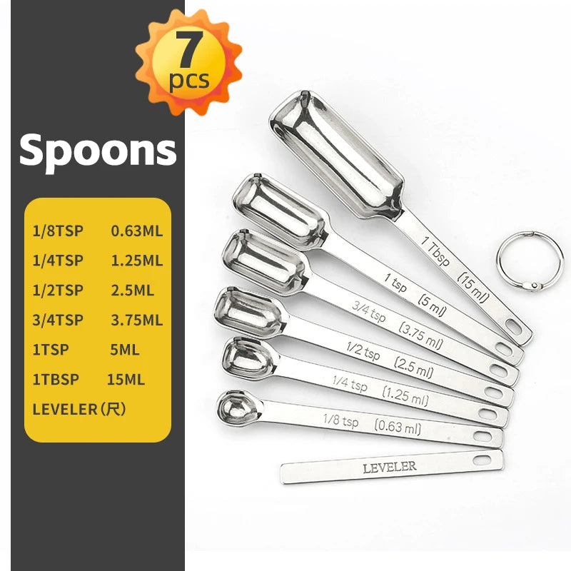 Measuring Cups & Spoons Set - Premium Stainless Steel Measuring Cups and Measuring Spoons for Dry and Liquid Ingredient