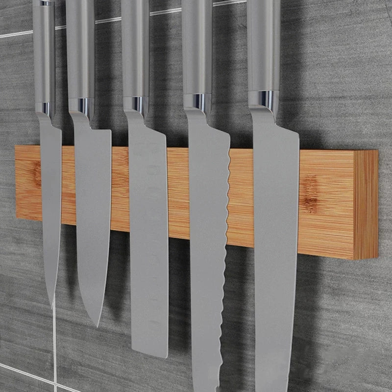 Powerful Magnetic Knife Holder Strip Wood Bamboo