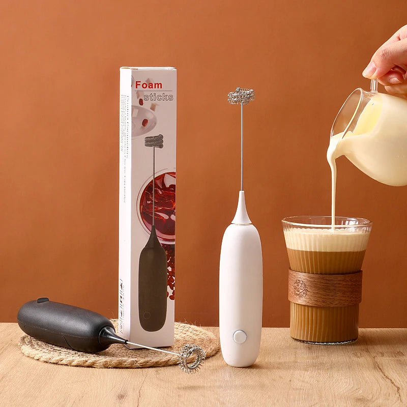 Handheld Egg Beater Battery Powered Cappuccino Frother Mixer Mini Electric Milk Foamer Blender Wireless Coffee Whisk Mixer