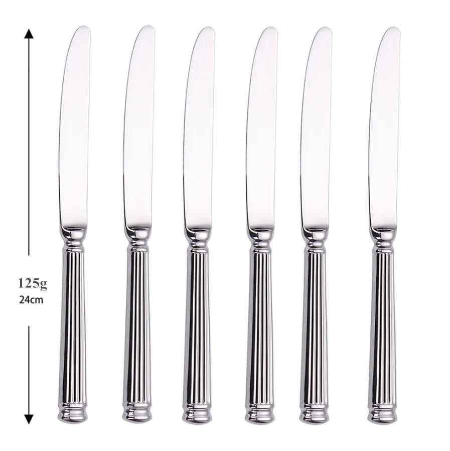 Europe Silver Luxury Fashion Cutlery Set 18/10 Stainless Steel Creativity Gift Roman Column Flatware 304 Drop Shipping