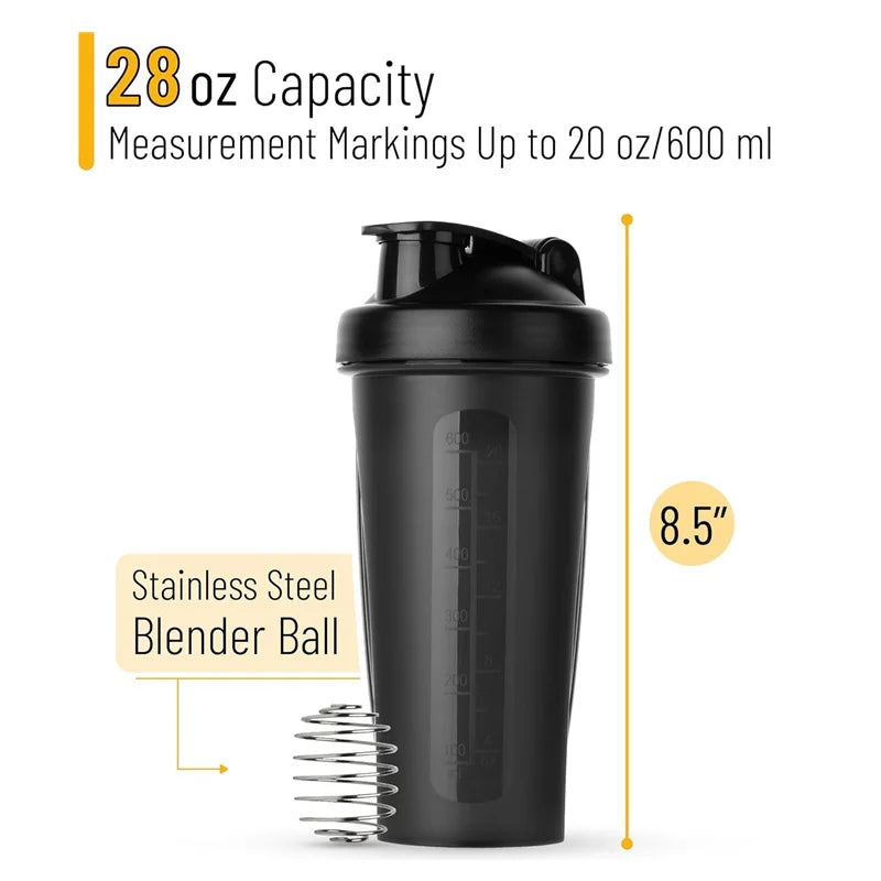 600ML 20Oz Protein Shaker Plastic Portable Bottle For Fiess Enthusiasts Athletes Leak Proof Drink Shaker Cup