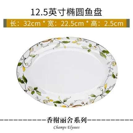 Elegant Bone China Dinnerware Set with Korean Creative Bowl and Plate Spoon for Wedding Gift