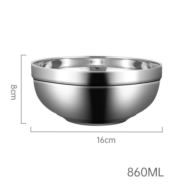 Double Layer Stainless Steel Bowls With Lid Salad Mixing Serving Bowl Korean Style Ramen Noodles Food Storage Containers