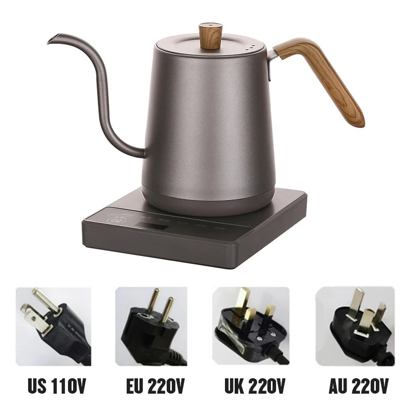 Gooseneck Electric Kettle 800ml Hand Brew Coffee Pot Smart Teapot Temperature Control Pot 1000W Rapid Heating Kettle 110V/220V