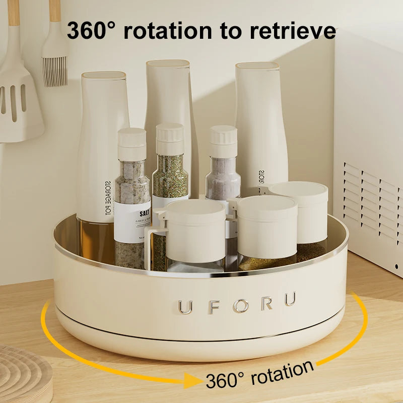 UFORU Multifunctional Adjustable Kitchen Rack, Large Capacity Condiment Box Storage , Plastic Material Tabletop Fruit Platter