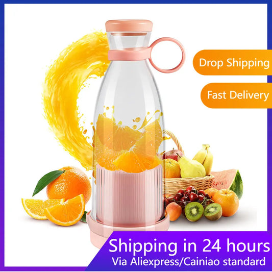 Rechargeable Mixers Fresh Fruit Juicers Blue/Pink Usb Portable Juice Bottle Mini Fast Electric Blender Smoothie Ice Maker