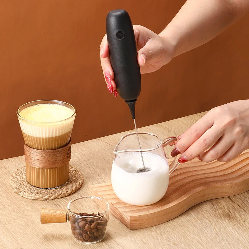 Handheld Egg Beater Battery Powered Cappuccino Frother Mixer Mini Electric Milk Foamer Blender Wireless Coffee Whisk Mixer