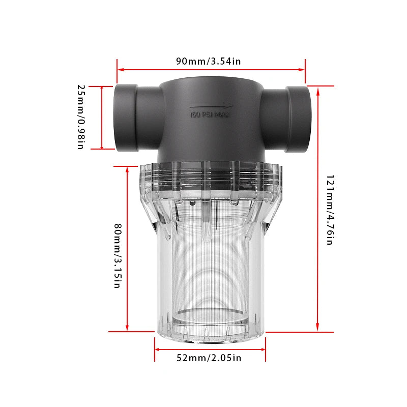 3/4inch internal thread filter, 20 water pipes, 304 stainless steel filter, pre filter, tap water pipe filter, plastic transpare