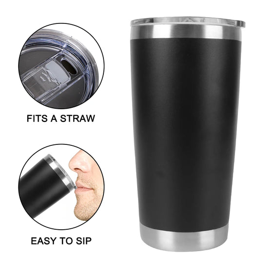 20oz Drinkware Thermal Mug Beer Cups Vacuum With Lids With Lids Stainless Steel Water Bottle Insulated Leakproof