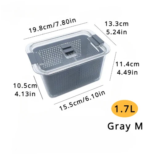 Refrigerator Preservation Storage Box Drain Basket Storage Containers Sealed Box Vegetable and Fruit Food Grade Drain Box