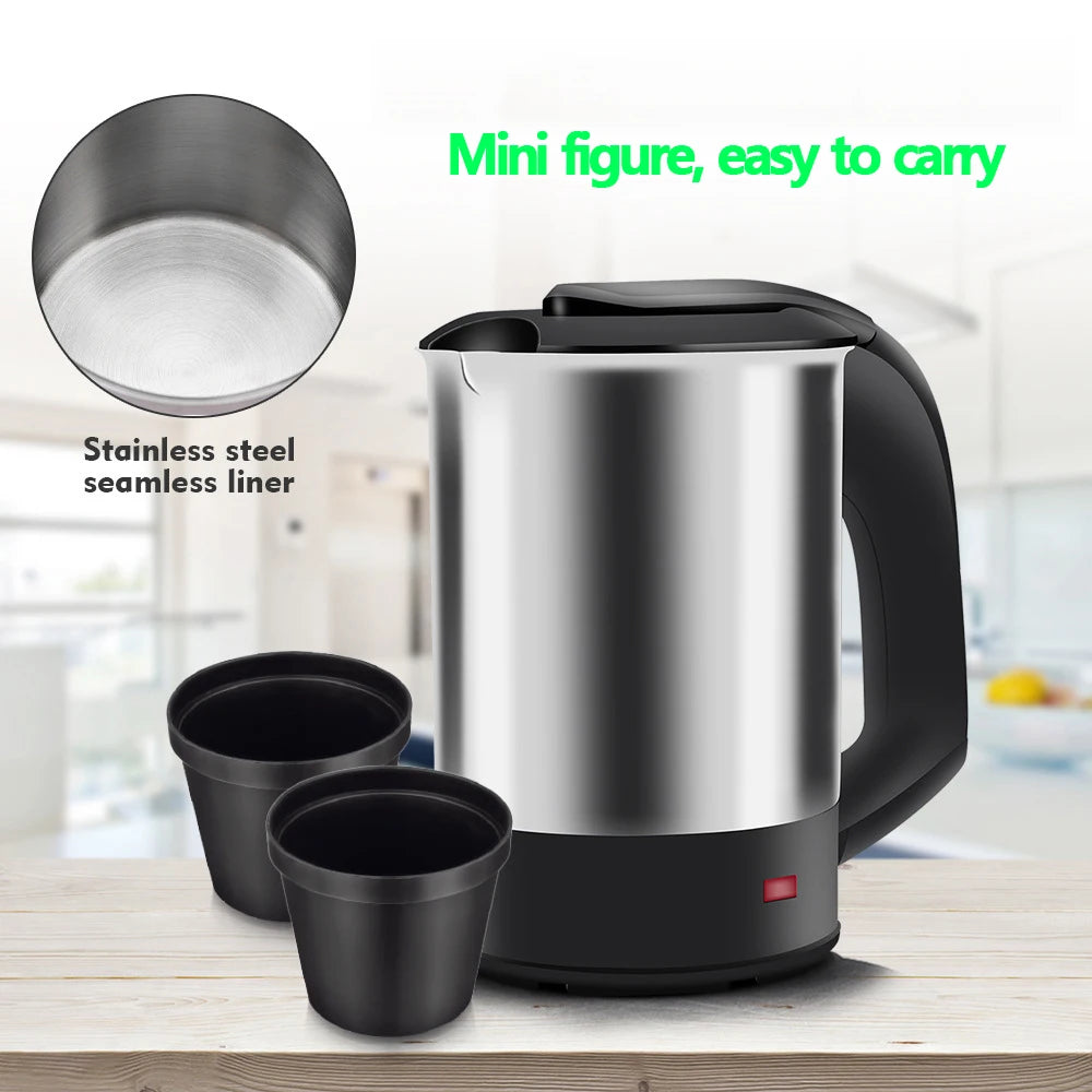 Mini Electric Kettle Tea Coffee Stainless Steel 1000W Portable Travel Water Boiler Pot 0.5L For Hotel Family Trip