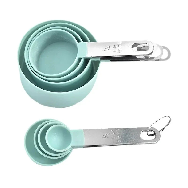 8PCS Stainless Steel Measuring Cup and Spoon Set with Handle Accurate Scale Kitchen Tools for Baking Cooking Ingredients