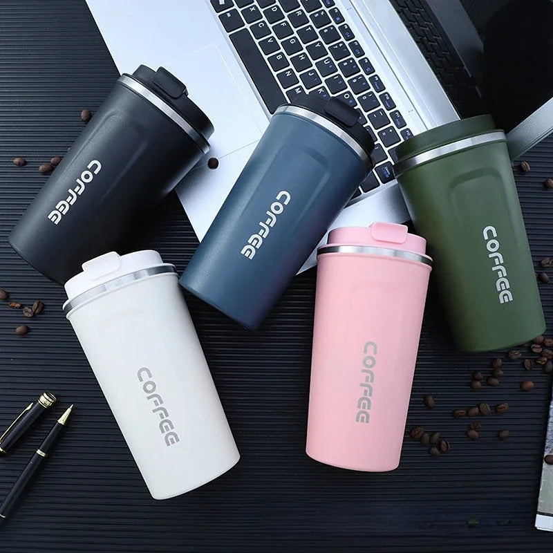 380/510ml Stainless Steel Coffee Cup Travel Thermal Mug Leak-Proof Thermos Bottle Tea Coffee Mug Office Business Style Thermos