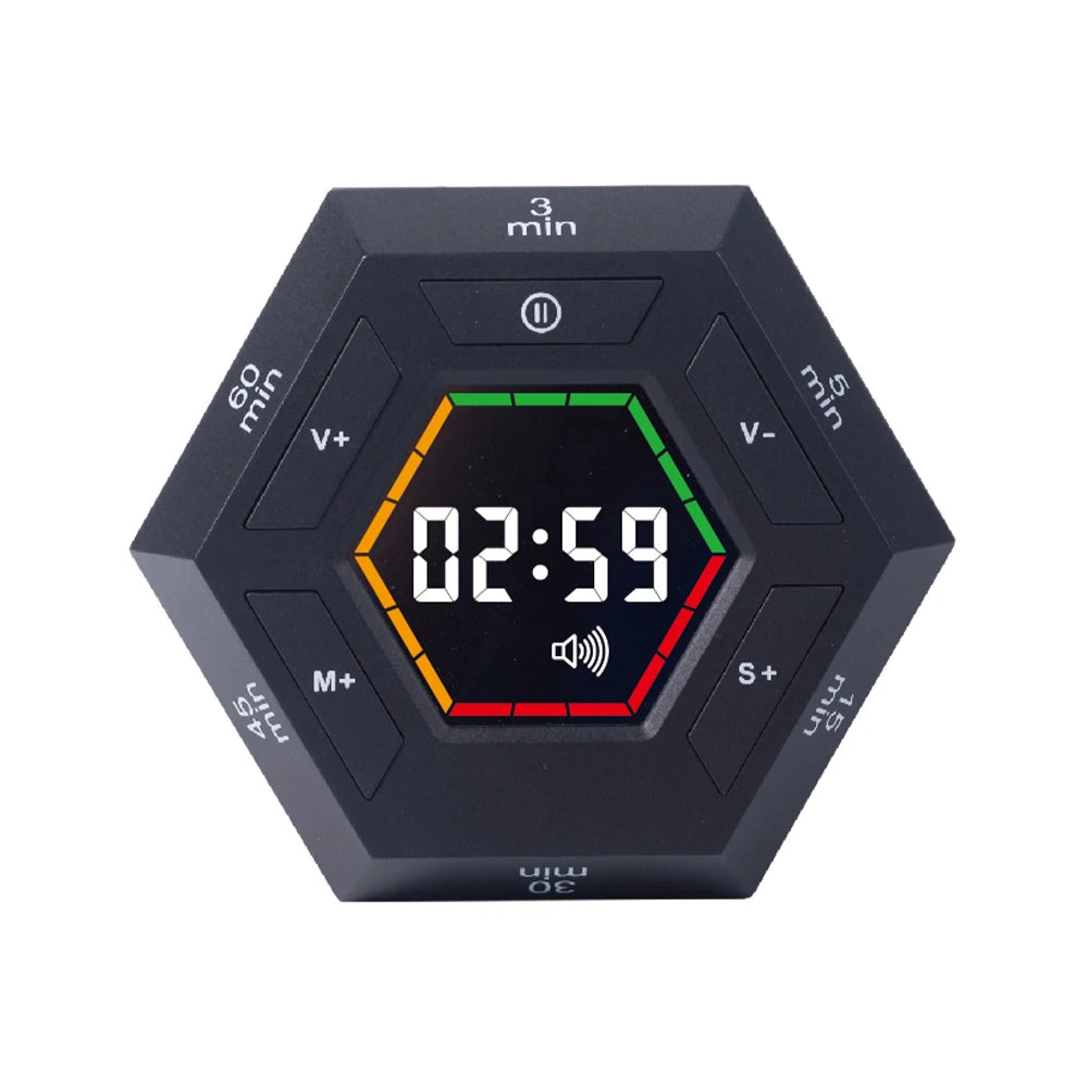 Hexagon Visual Flip Timer for kids  Digital Study Pomodoro Cooking Timers Silent timing Magnetic Smart Productivity Kitchen Time