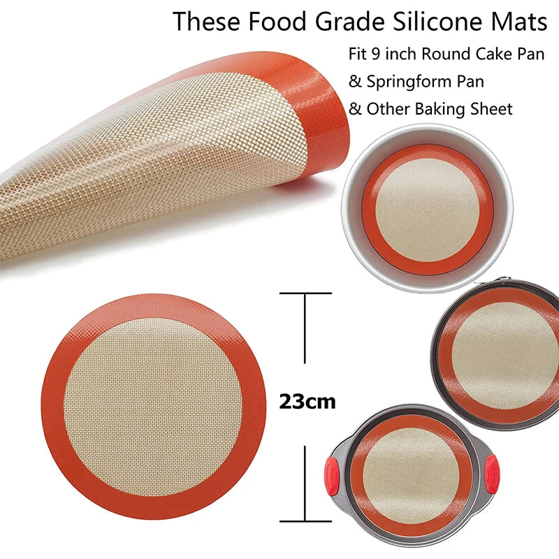 LMETJMA Round Silicone Baking Mats Easy Clean Non-Stick Food Grade Reusable Baking Mats For Oven Macarons Cookies JT27