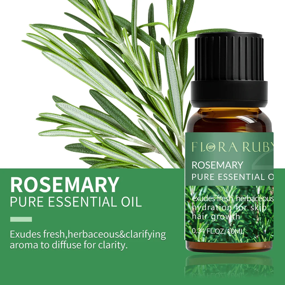 Essential Oils for Diffusers Lavender Eucalyptus Tea Tree Peppermint Rosemary Mint Bergamot Lemon Rose Pure Essential Oil 10ml