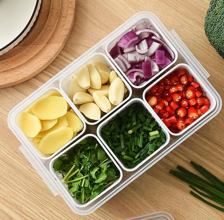 Refrigerator Food Drain Fresh-keeping Box Ginger Garlic Onion Pepper Storage Box Fruit Vegetable Drain Basket Kitchen Organizer