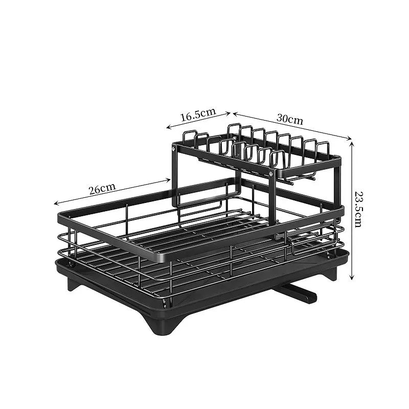 Dish Drying Rack Kitchen Adjustable Stainless Steel 2 Tier Plates Organizer Dish Bowl Drainer Storage Rack Kitchen Utensils