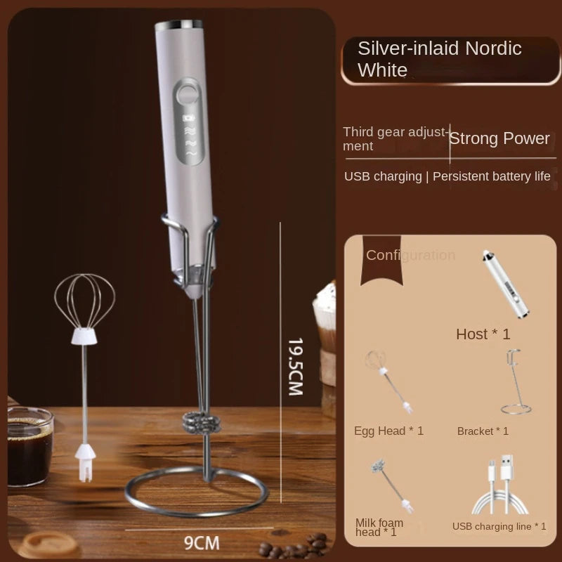 Egg Beater Wireless Electric Milk Fother Whisk USB Rechargeable Handheld Coffee Blender Milk Shaker Mixer Foamer Food Blender