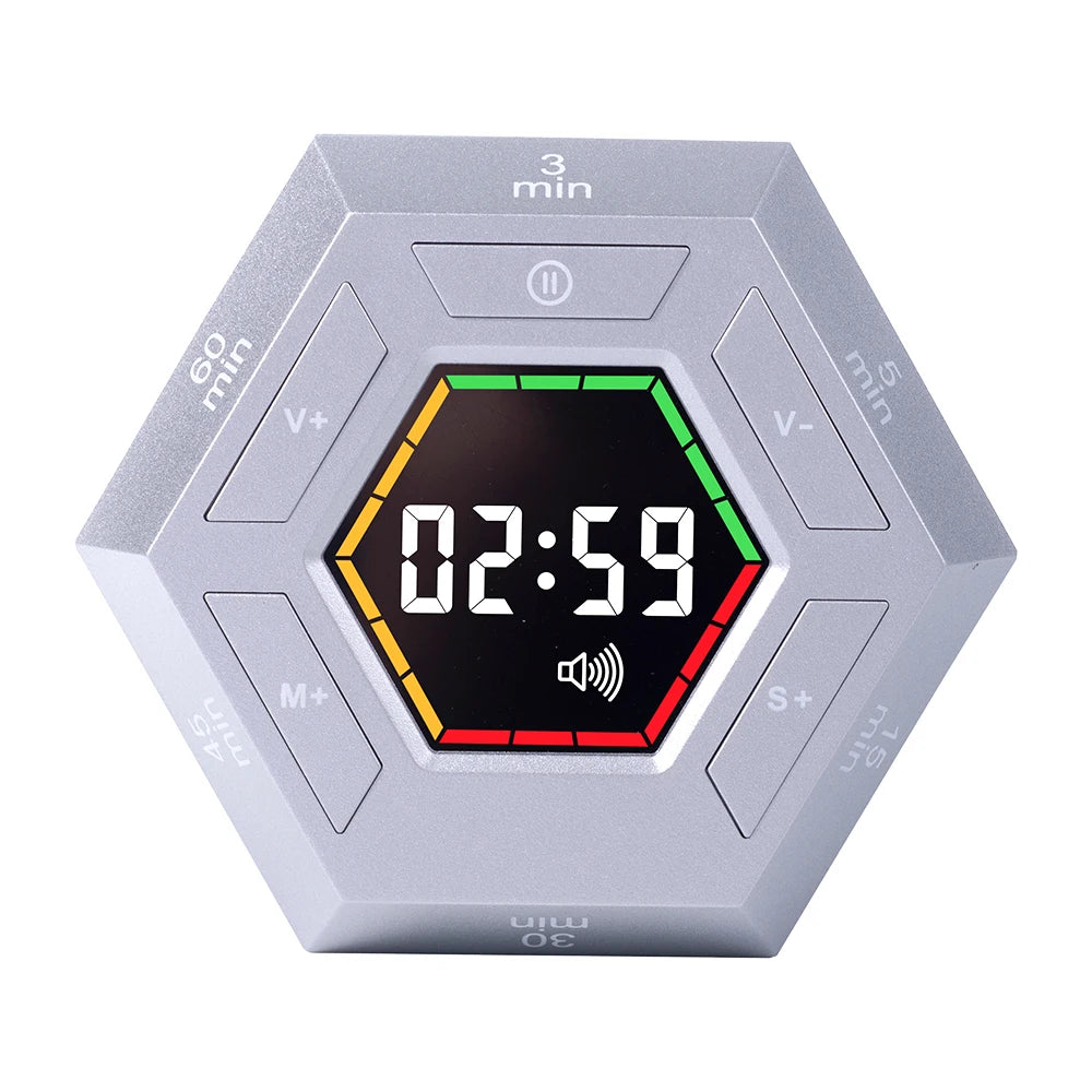 Hexagon Visual Flip Timer for kids  Digital Study Pomodoro Cooking Timers Silent timing Magnetic Smart Productivity Kitchen Time