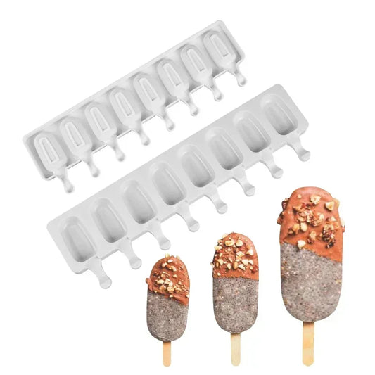 4/8 Hole Silicone Ice Cream Forms Popsicle Molds DIY Homemade Dessert Freezer Fruit Juice Ice Cube Maker Mould with Sticks