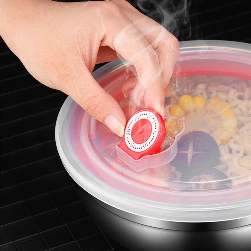 Double Layer Stainless Steel Bowls With Lid Salad Mixing Serving Bowl Korean Style Ramen Noodles Food Storage Containers