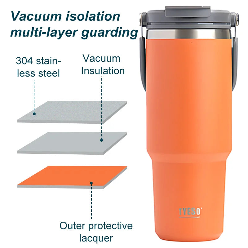 Tyeso Stainless Steel Thermos Bottle Coffee Cup Portable Insulation Cold And Hot Travel Fitness Mug Leakproof Vacuum Flask